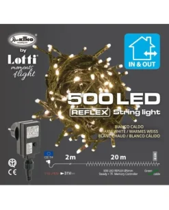 Catena Luci Bianco Caldo 500 Led 20 Mt Per Albero Di Natale
