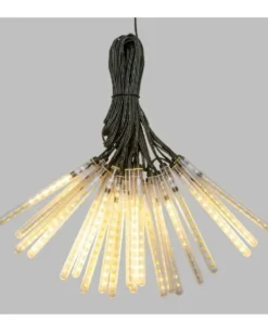 Catena Luci Bianco Caldo 20 Mini Tubi Bifacciali 10Cm Per Albero Di Natale 9,5Mt