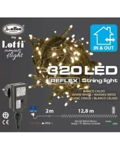 Catena Luci 320 Led Bianco Caldo 12,8Mt Con Giochi Di Luce Per Albero Di Natale