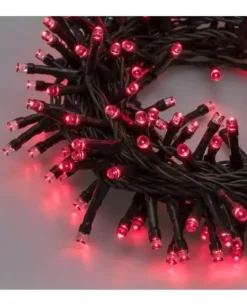 Catena Luci 300 Led Rossi 12,5 Mt Con Timer Per Albero Di Natale