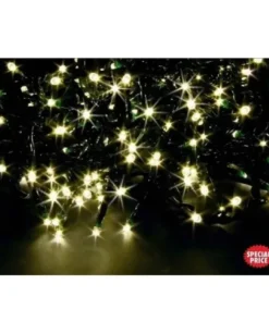 Catena Luci 96 Led Super Strobo Bianco Caldo 10Mt Per Albero Di Natale