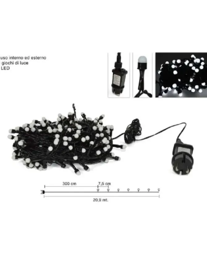 Catena Luci 240 Led Uso Esterno/Interno Bianco Freddo Per Albero Di Natale