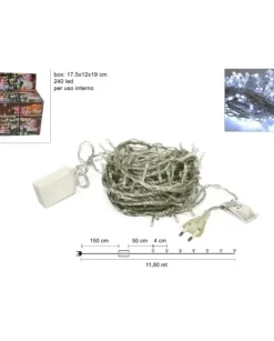 Catena 240 Luci Minilucciole Led Luce Bianca Per Albero Di Natale 11.60 Mt