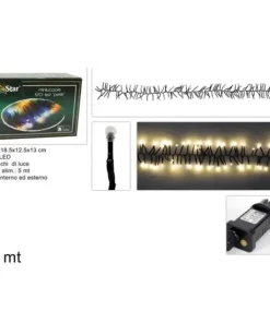 Catena Luci Minilucciole 570 Led Bianco Caldo Per Albero Di Natale 5 Mt