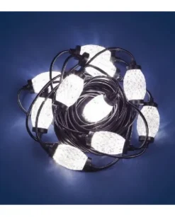Catena Luci Per Esterno 10 Led Strobo Ovali Luce Bianca Diametro 3Cm 10Mt