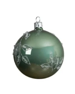 Confezione 6 Palline Decorate Verde Salvia 8 Cm