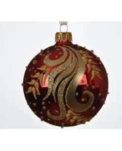 Confezione 6 Palline In Vetro Decorate Rosso
