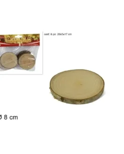 Confezione Rondelle Tronchi Di Legno O8Cm 6Pz