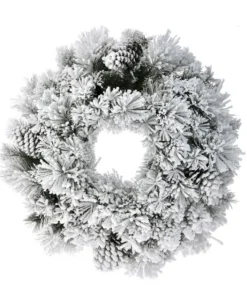 Corona Ghirlanda Innevata Di Natale Con Pigne 60 Cm