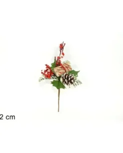Decorazione Addobbo Di Natale Spillone Con Pigna E Bacche Innevate 22 Cm
