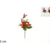Decorazione Addobbo Di Natale Spillone Con Bacche Innevate 22 Cm