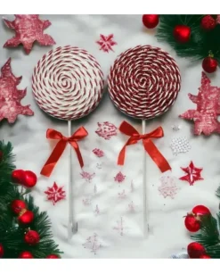 Decor Lecca Lecca Schiuma Glitter, Fiocco Raso Rosso In 2 Varianti