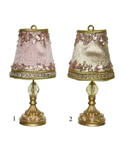 Decoro Da Albero Appendino Lampada Plastica Velluto Paillettes 2Col Ass