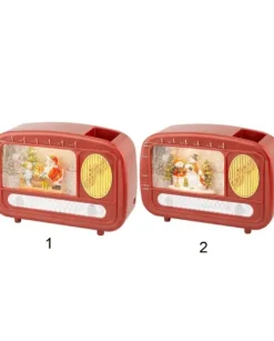 Decoro Radio Con Scenetta In Acqua Con Neve Led