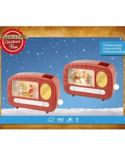 Decoro Radio Con Scenetta In Acqua Con Neve Led