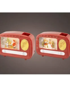 Decoro Radio Con Scenetta In Acqua Con Neve Led