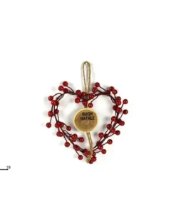Dietroporta Buon Natale Forma Cuore Con Bacche 19X19 Cm