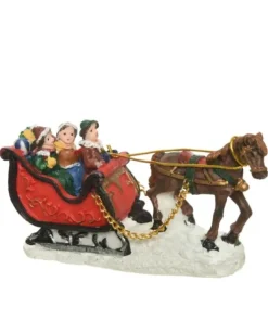 Figurina Polieresina Slitta A Cavallo In