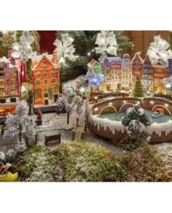Figurine Poliresina Per Villaggio, Giostrina, Paesaggio Invernale Indoor 2Ass