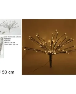 Fiore Luminoso 120Led 40 Rami 34 Cm Luce Bianco Calda Per Interno/Esterno