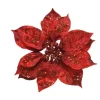 Fiore Poinsettia Rossa Su Clip Poliestere Glitter