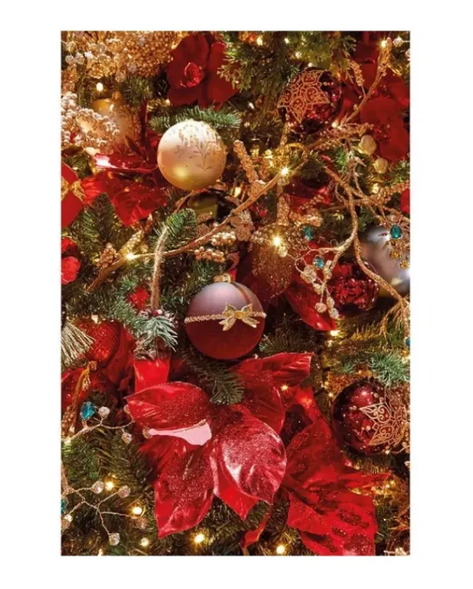 Fiore Poinsettia Rossa Su Clip Poliestere Glitter