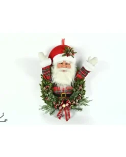 Fuoriporta Babbo Natale Con Rami Innevati 55Cm