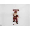 Fuoriporta Dietroporta Babbo Natale In Tessuto Scozzese Su Scala In Legno 50 Cm