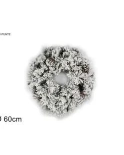 Fuoriporta Ghirlanda Tonda Innevata 60Cm