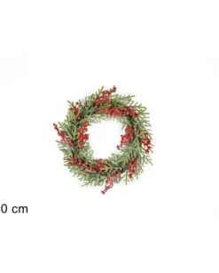 Fuoriporta Innevato Con Bacche Rosse 50 Cm