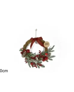 Fuoriporta Natalizio Di Legno Con Rametti In Pvc 40Cm