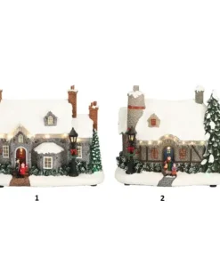 Giostrina Di Natale Casa Innevata Animata Con Luci E Suoni 27X15X21 Cm