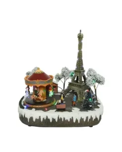 Giostrina Di Natale Tour Eiffel Con Carosello 29,5X24Xx30 Cm
