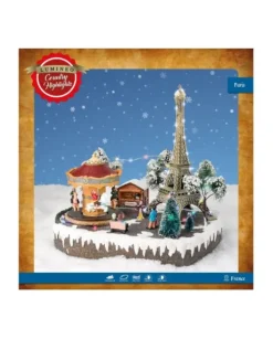 Giostrina Di Natale Tour Eiffel Con Carosello 29,5X24Xx30 Cm