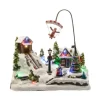 Giostrina Villaggio Di Natale In Polyresina Babbo Natale Con Paracadute