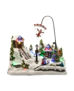 Giostrina Villaggio Di Natale In Polyresina Babbo Natale Con Paracadute