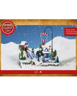 Giostrina Villaggio Di Natale In Polyresina Babbo Natale Con Paracadute