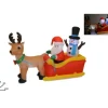 Gonfiabile Con Luce Babbo Natale In Slitta Con Renna E Pupazzo Di Neve