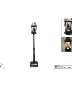 Lampione Con Babbo Natale 165 Cm Con Neve Luci E Musica