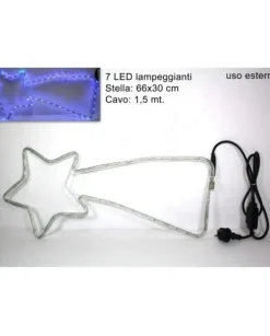 Luce Natalizia Stella Cometa Da Esterno Con Luci Led Blu 66X30 Cm