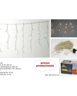 Luci Natalizie Tenda 300 Led Luce Bianca 6Mt