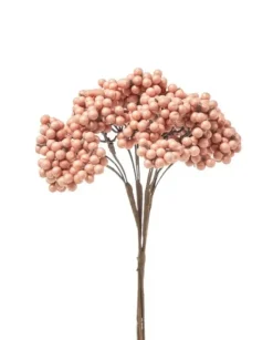 Mazzo Di Bacche 28Cm Rosa Per Decorazioni Di Natale