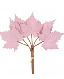 Mazzo 6 Foglie Acero Velvet 57Cm Rosa Per Decorazioni Di Natale