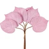 Mazzo 6 Foglie Ortensia Velvet 57Cm Rosa Per Decorazioni Di Natale
