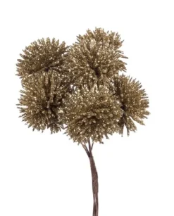Mazzo 6 Foglie Ricci 12Cm Oro Per Decorazioni Di Natale