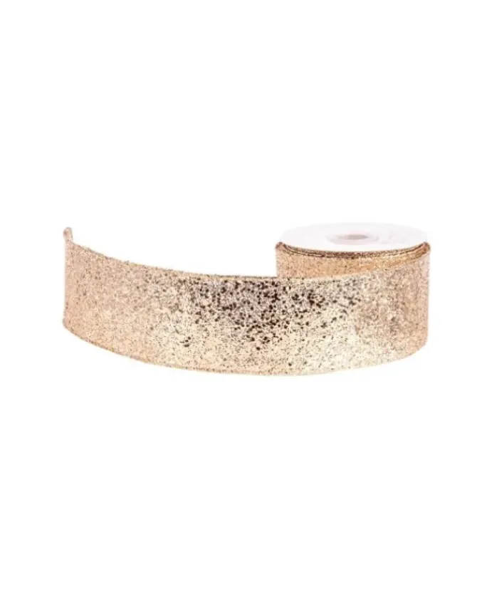 Nastro Glitterato Mt 10X6,8Cm Oro Per Decorazioni Di Natale
