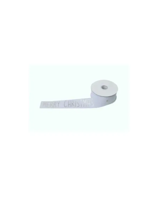 Nastro Merry X'Mas 10Mt X 38Mm Bianco Per Decorazioni Natalizie