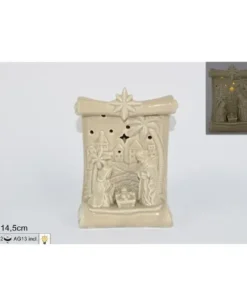 Nativita Di Ceramica Forma Di Pergamena Con Luce