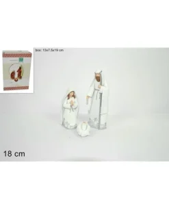 Nativita 3 Pezzi In Resuna Bianca Cm 18