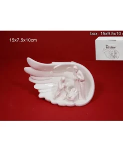 Nativita Su Ala In Ceramica Bianca Smaltata Cm 15